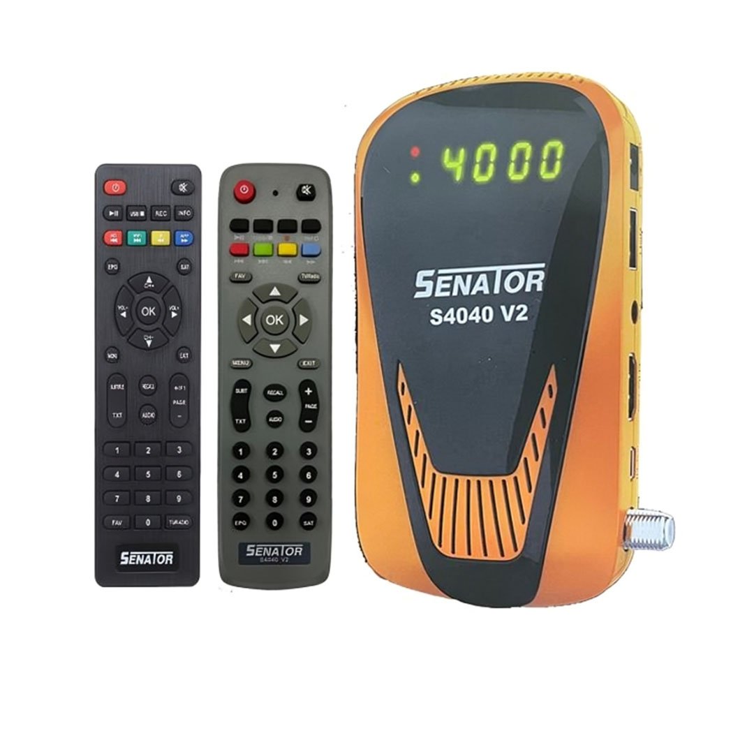 رسيفر سيناتور ميني - S4040 V2 - FHD - 2 ريموت - أسود وبرتقالي